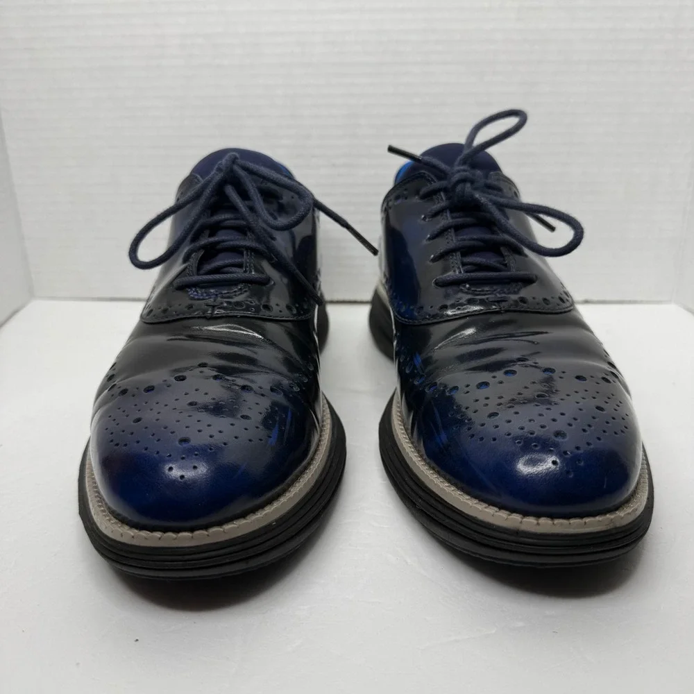 Cole Haan OriginalGrand Ultra Wingtip Oxford Mens 9 M Blue Black Patent C38237